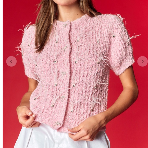 Rareraw “ Katrina 2 “ Rareraw Knit Sweater with Feather & Rhinestone Accents 35 - Picture 2 of 7